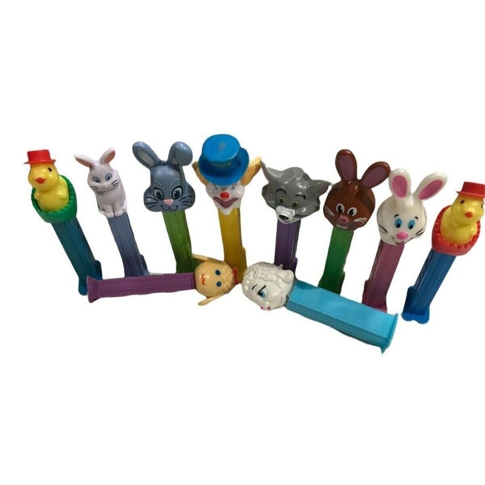 Pez Dispensers 10 bunnies Lamb chop Clown‎ baby chick Jerry vintage retired lot